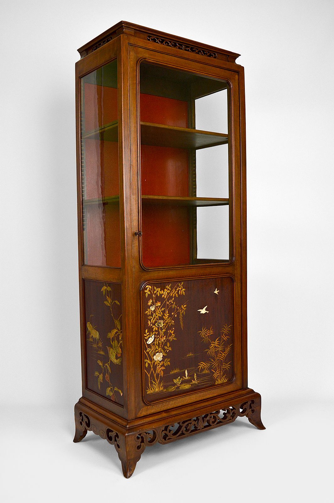 Japanese Showcase With Inlaid Panels, Attributed To Perret And Vibert, Circa 1880 photo for sale