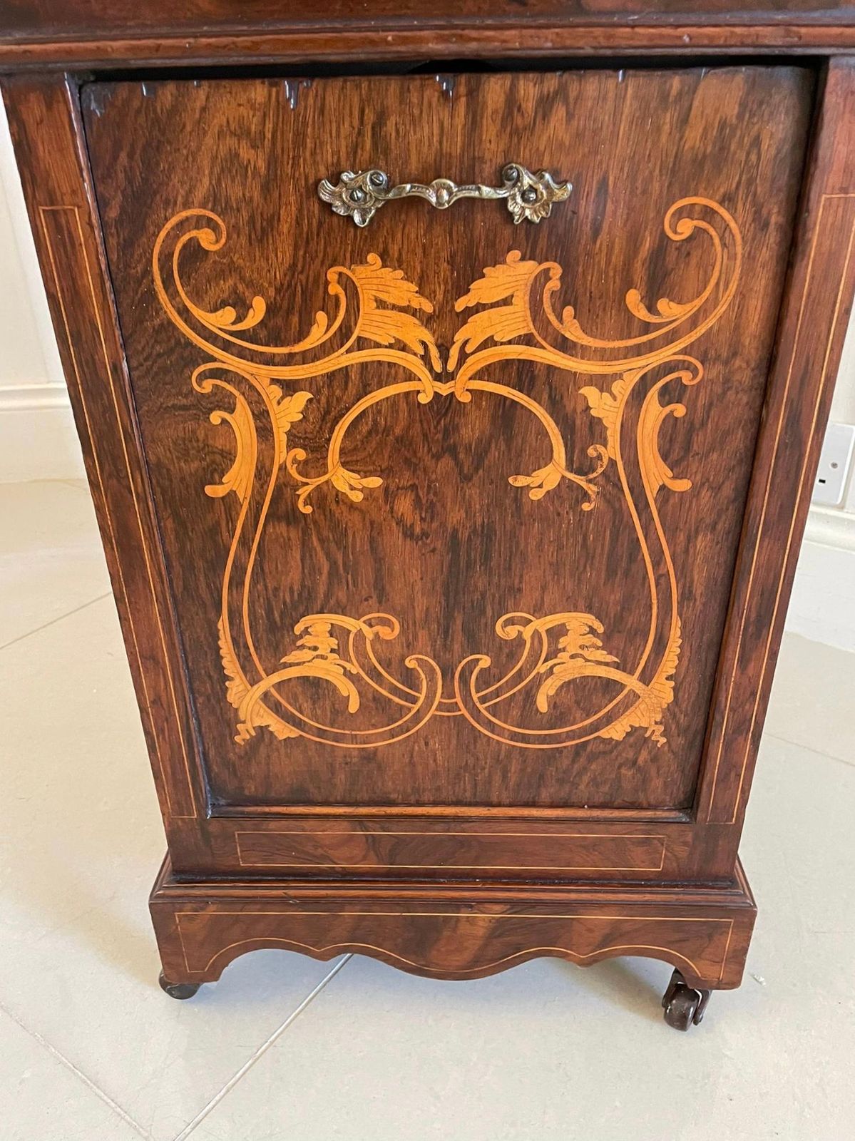Antique Edwardian Freestanding Quality Rosewood Inlaid Coal Cabinet photo 995.0