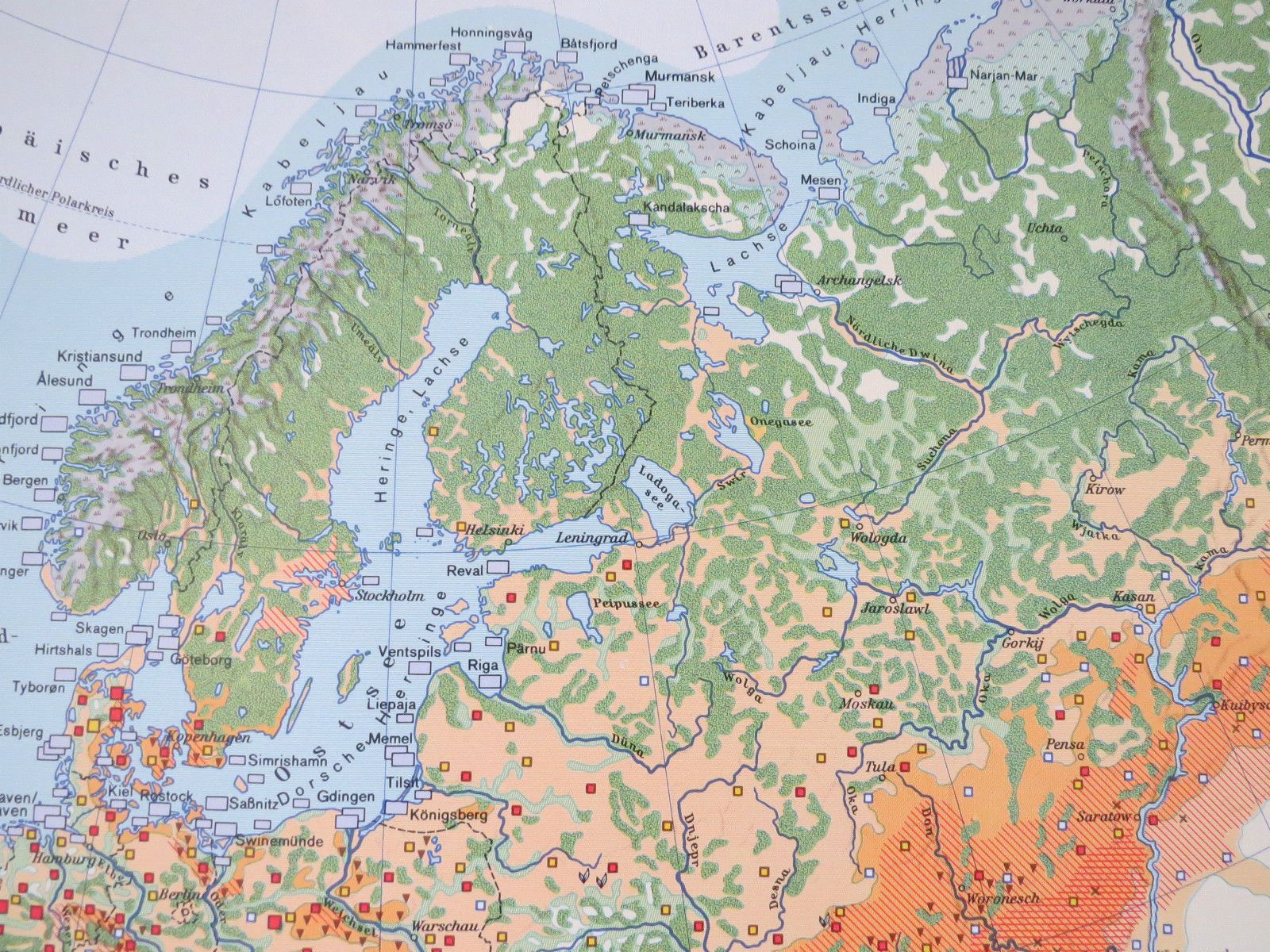 photo for sale Vintage Pull Down Geographical School Wall Map Of Europe Agriculture Crops