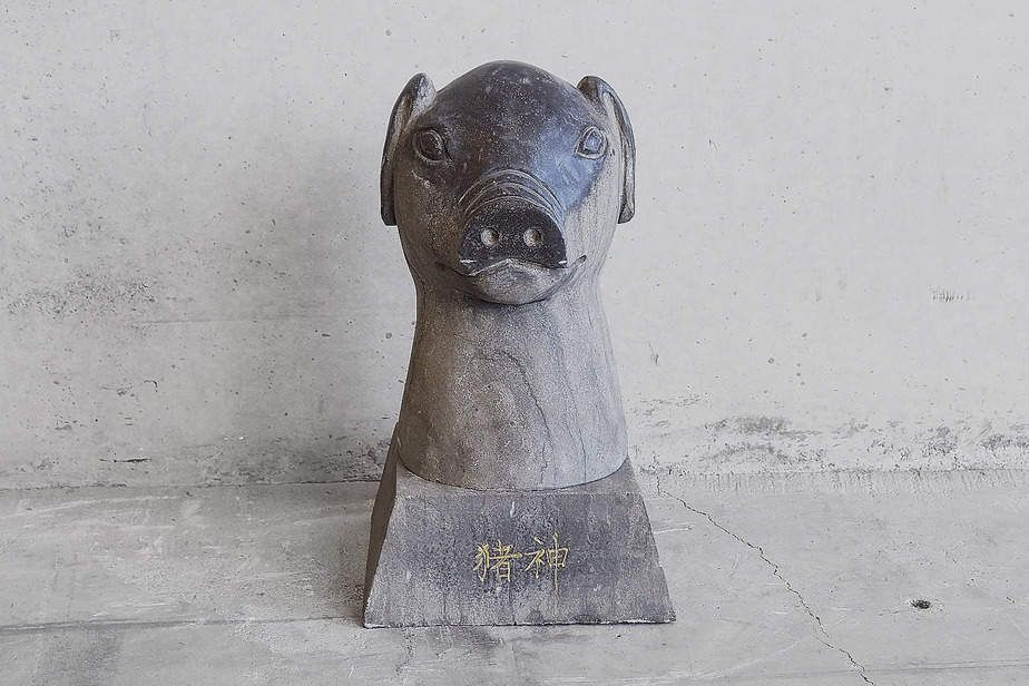 Oriental Stone Statue Of Chinese Zodiac Pig Sign photo furniture