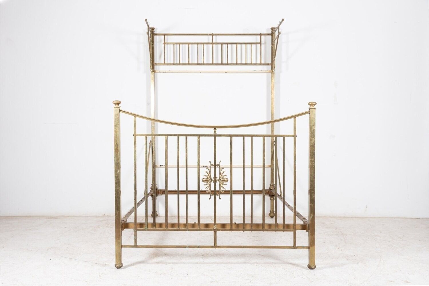 19thc English Half Tester Double Brass Bed Frame photo furniture