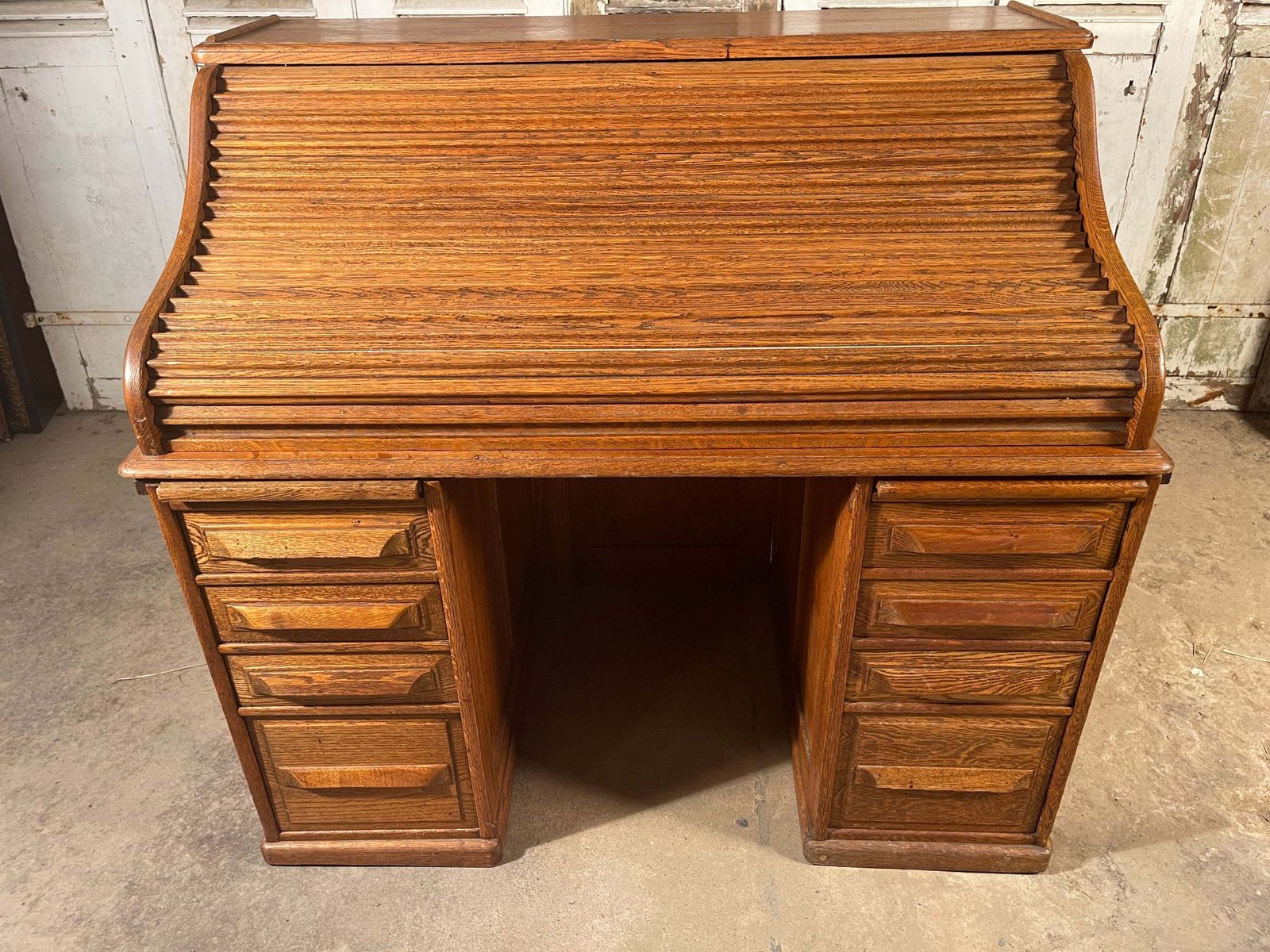 Rare Antique American Cutler & Sons Roll Top Oak Desk Circa 1880 photo vintage