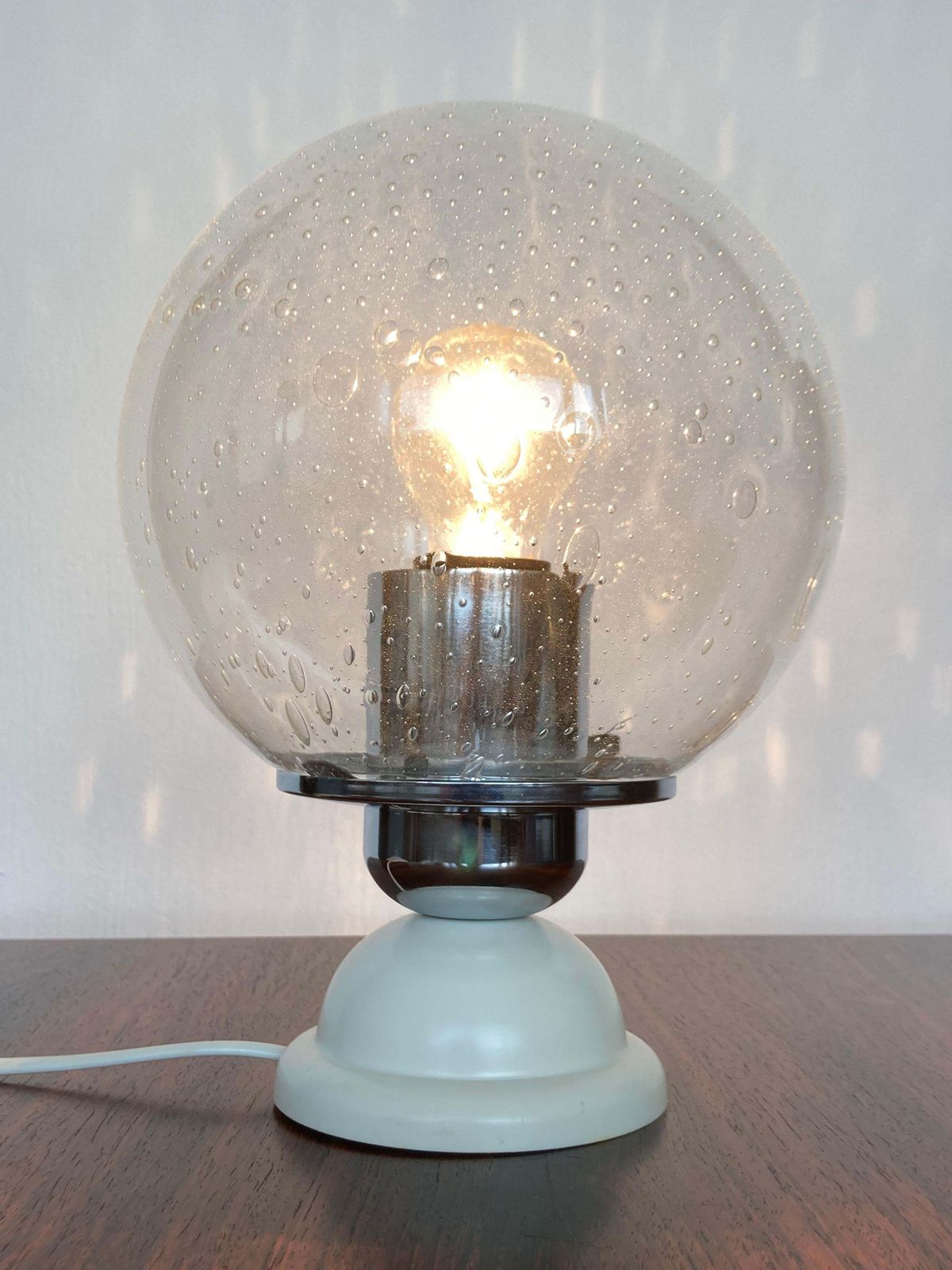 Pair Of Midcentury Glass Table Lamps, 1980s photo vinterior