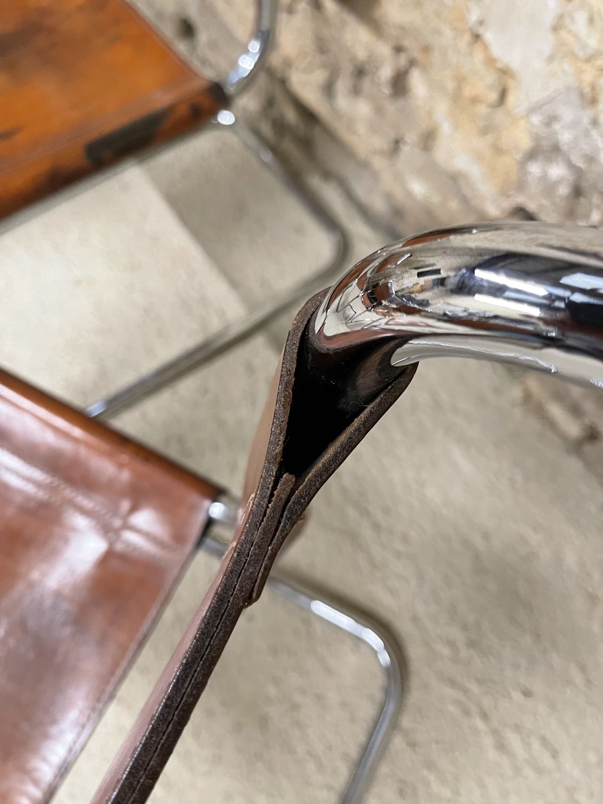 Furniture Mart Stam Marcel Breuer S33 Set Of Six Fasem Chrome Tan Brown Leather Cantilever Bauhaus 6 Dining Chairs photo