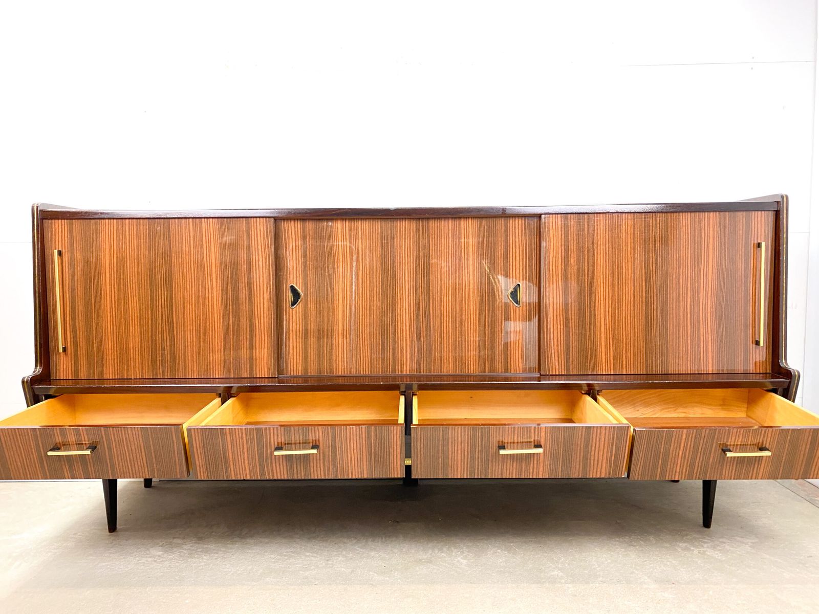 Beautiful Vintage Rosewood Sideboard With Brass photo vinterior
