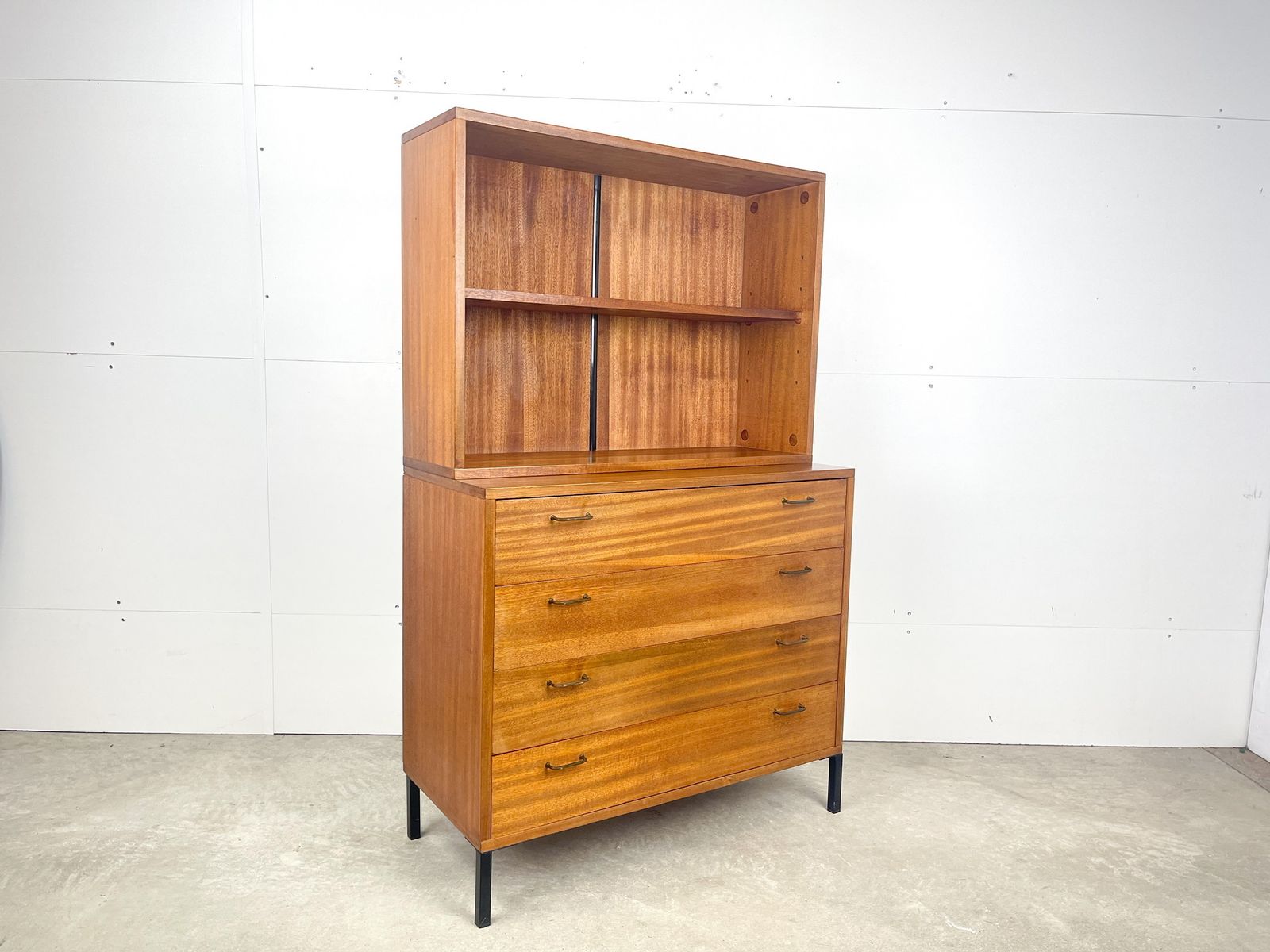 Retro Bookcase / Chest Of Drawers | Vintage Teak Veneer Mid Century photo furniture