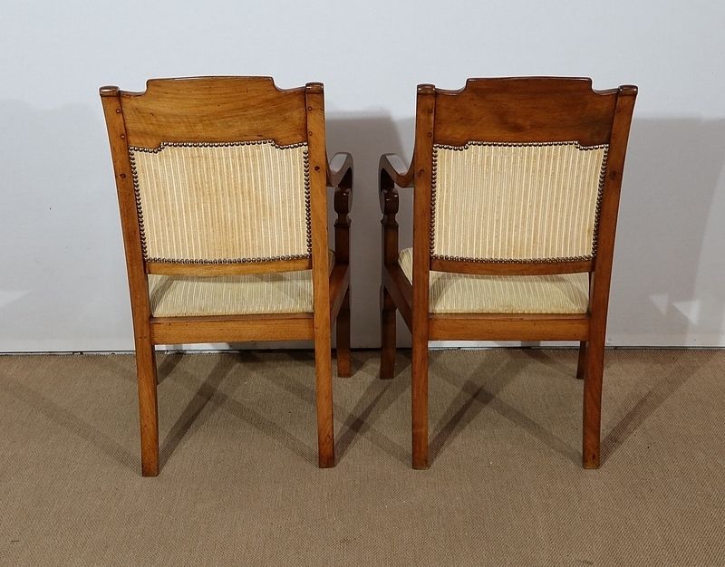 Pair Of Walnut Armchairs  Restoration Period   1st Part Of The 19th Century photo buy