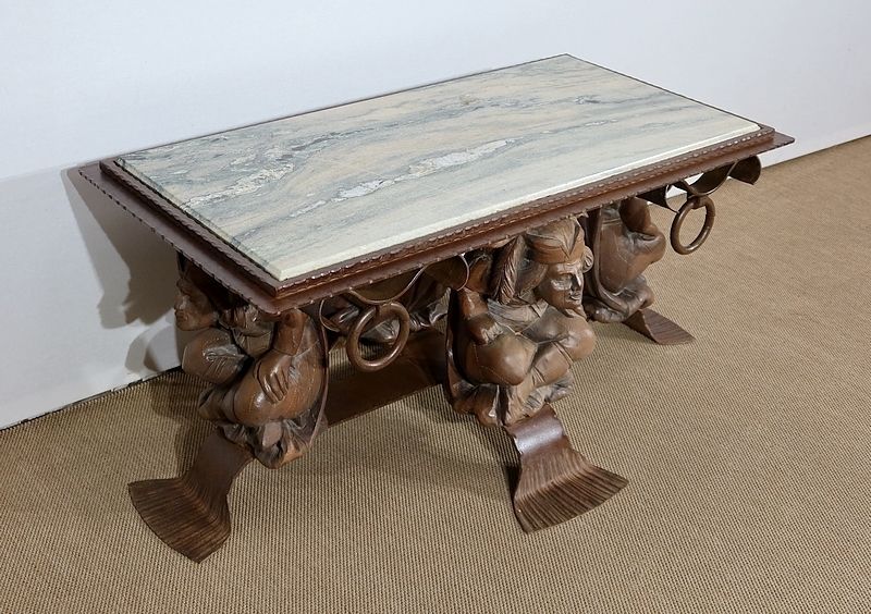 Iron And Marble Coffee Table Jm Rothschild – 1950 photo furniture