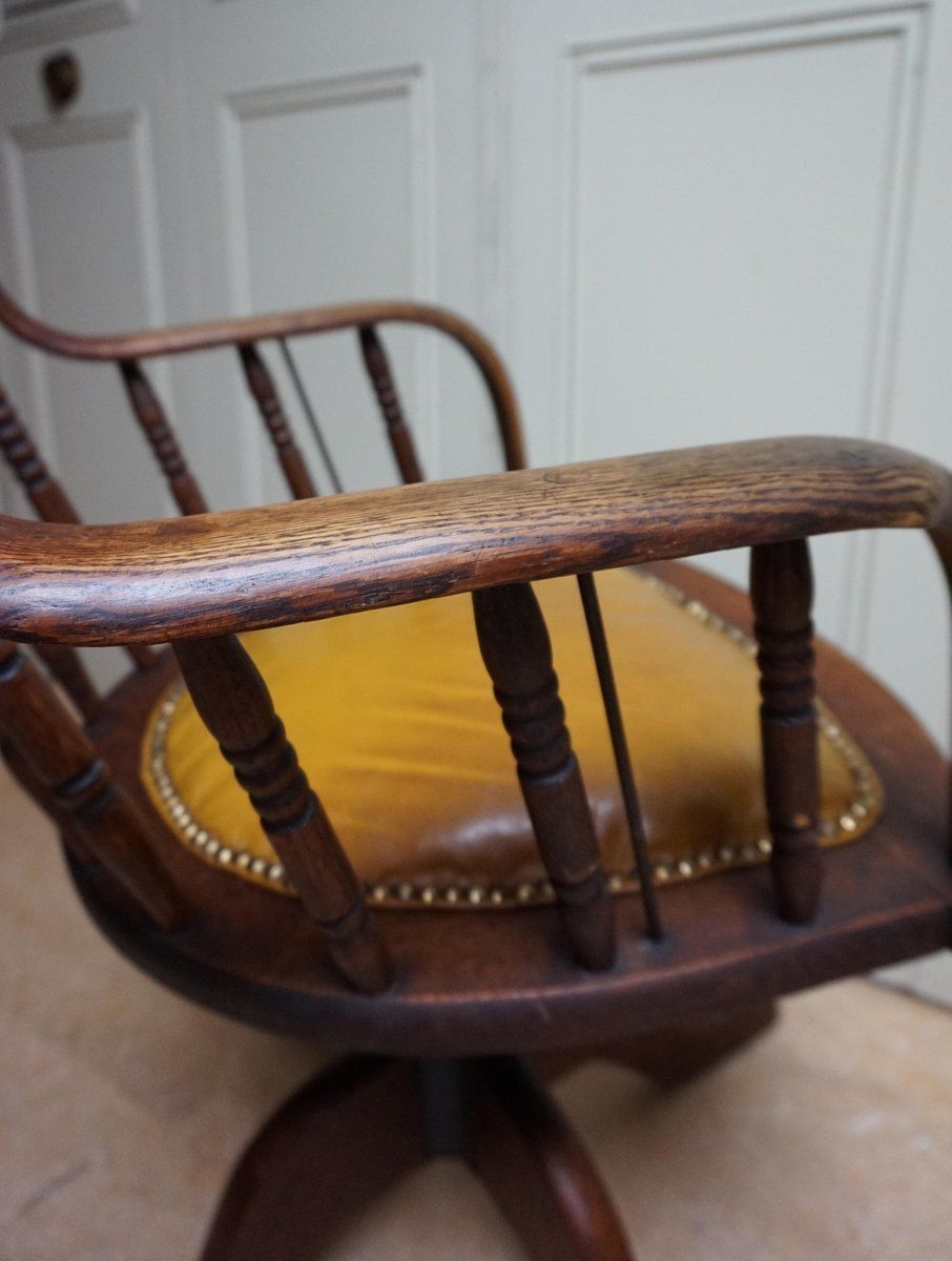 19th Century American Oak Revolving Library Armchair photo for sale