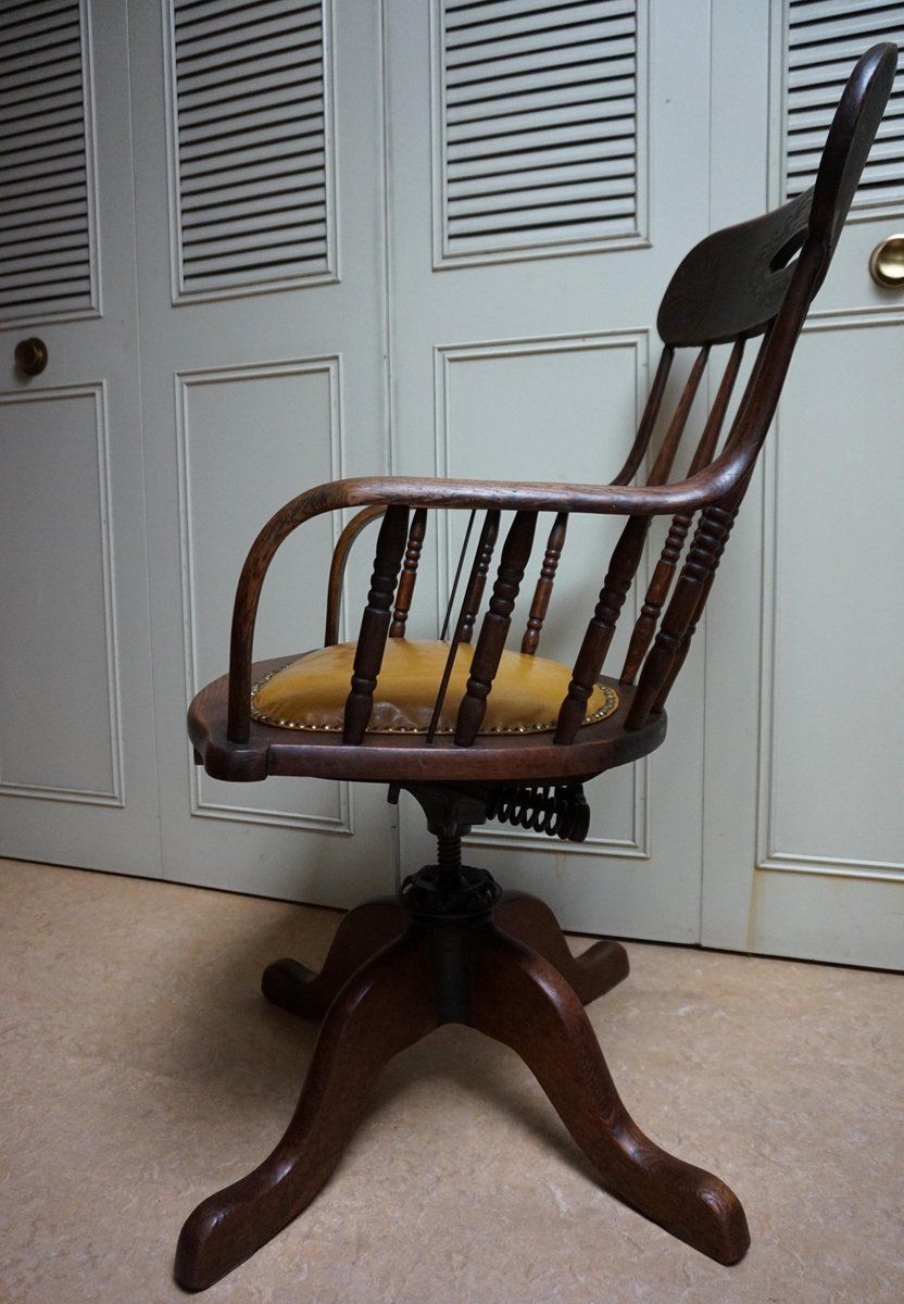 photo for sale 19th Century American Oak Revolving Library Armchair