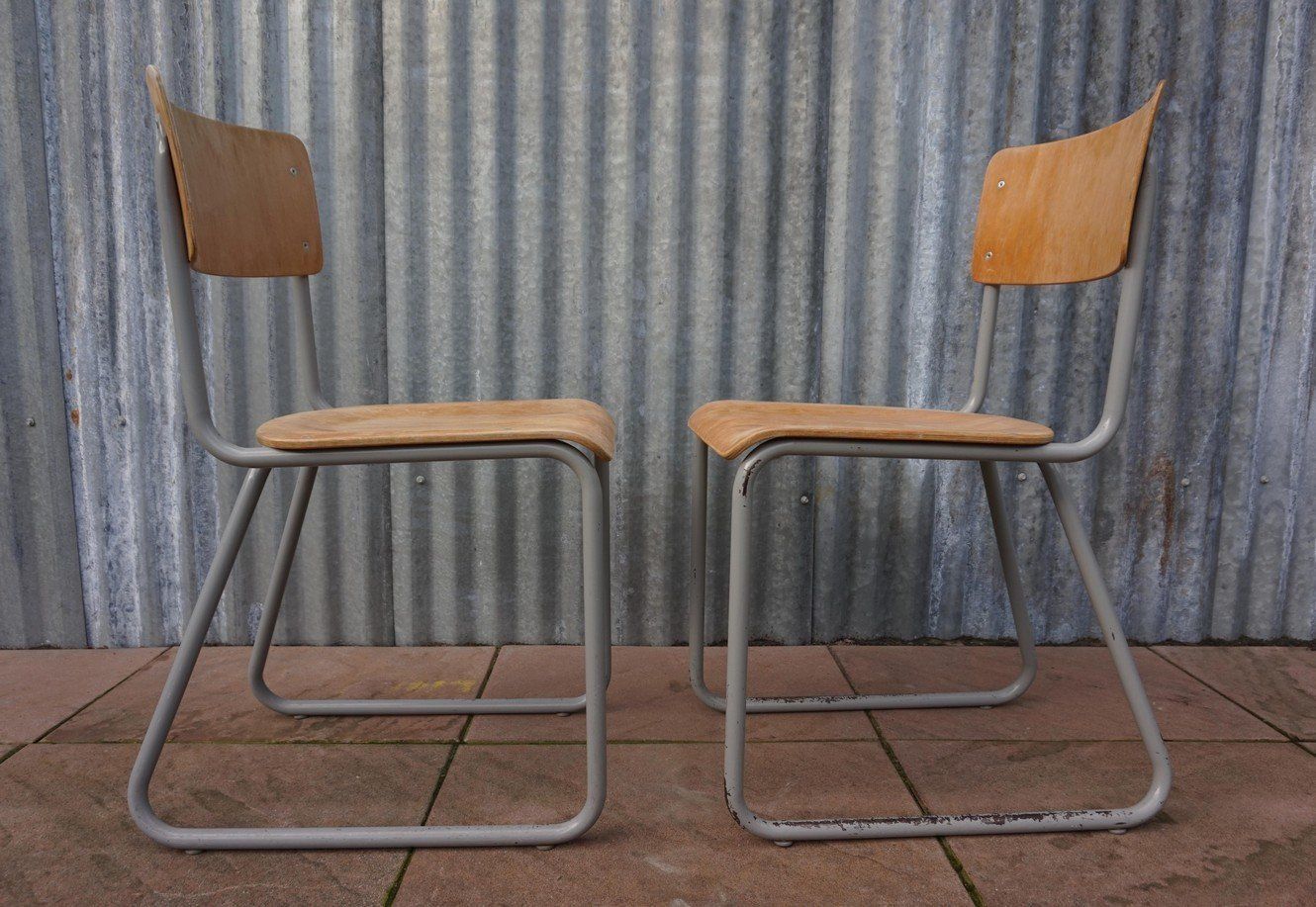photo vintage Industrial Chairs By Willem Hendrik Gispen For Gispen, 1950s, Set Of 2