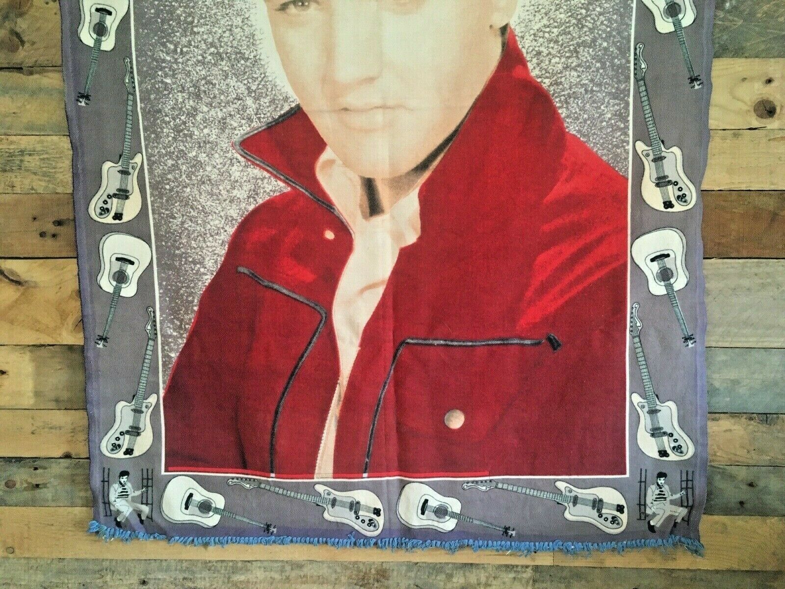 Large Vintage Bossa Turkish Elvis Presley Tapestry Rug Type Wall Hanging Guitar photo for sale