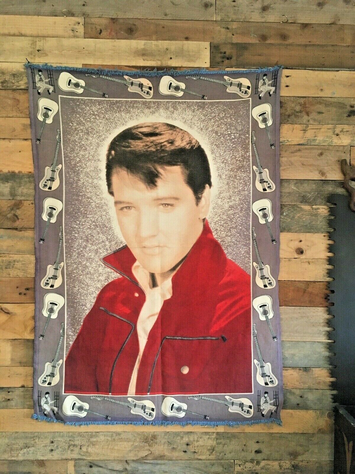 Large Vintage Bossa Turkish Elvis Presley Tapestry Rug Type Wall Hanging Guitar photo vintage