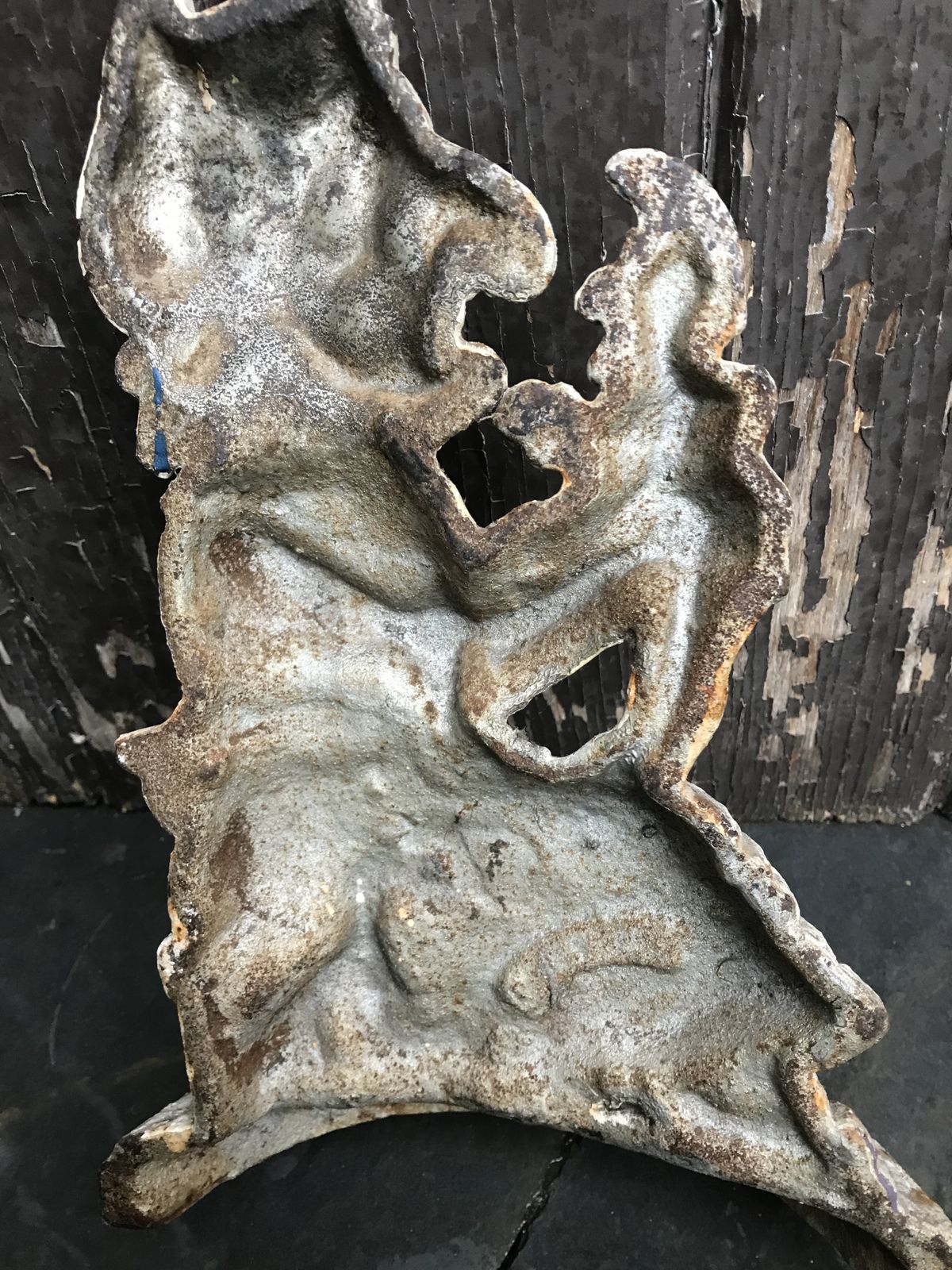 Antique Cast Iron Door Stop Judy With Baby And Cat photo Home Fixtures