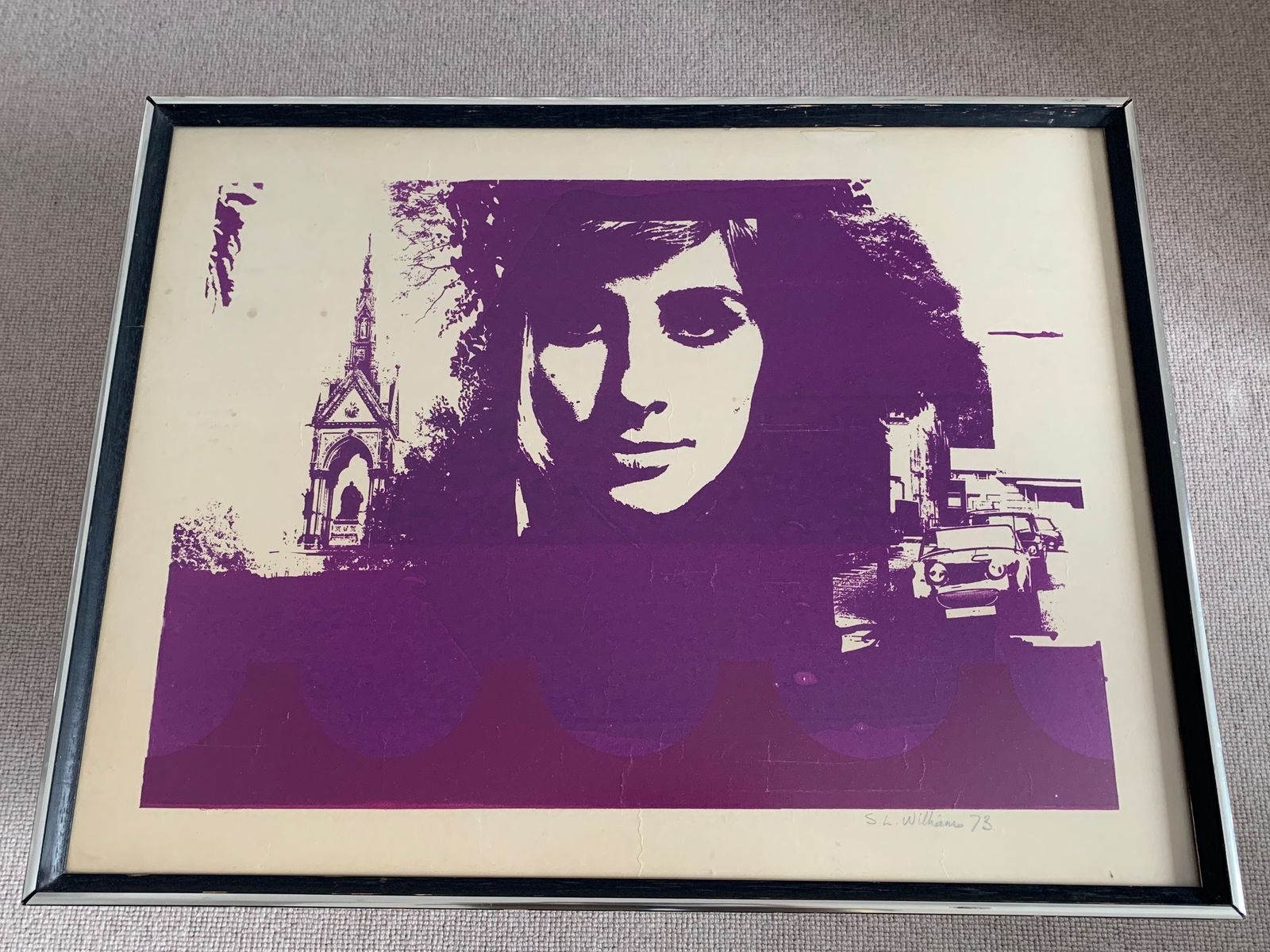 Stylish 1970s Screen Print Of London Life, By A. Wilson 1973 photo 250.0