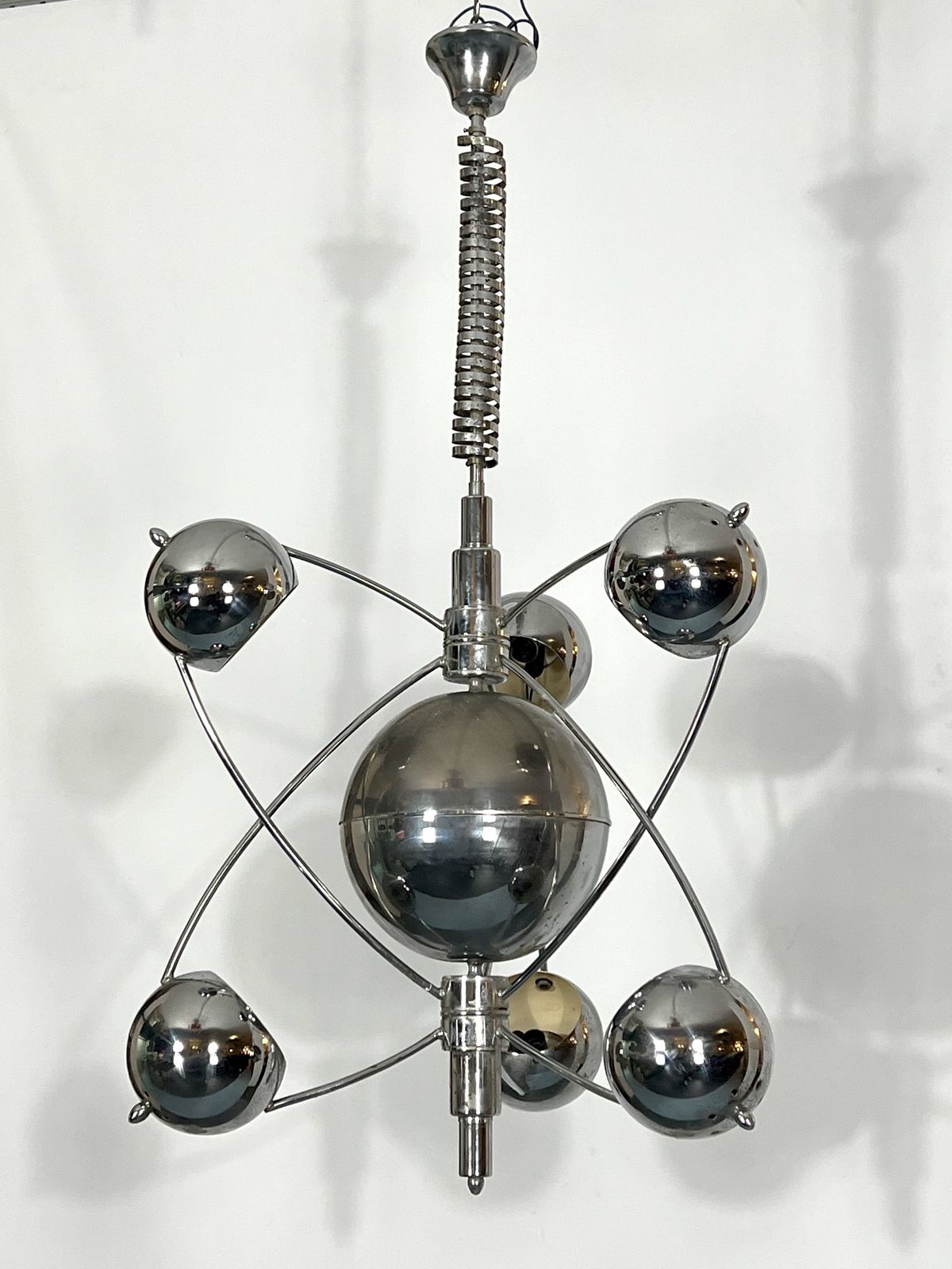 Goffredo Reggiani, Satellite Chrome Chandelier From 60s photo Lighting