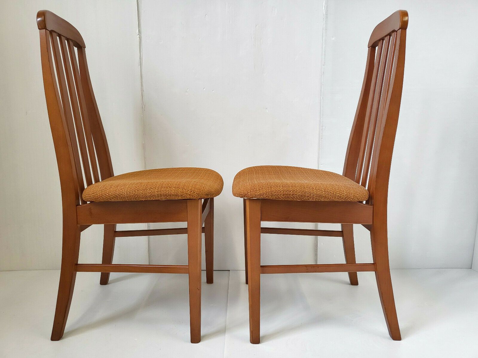 Suite De 4 Chaises Vintage 1970 Jentique 70s Style Scandinave En Tweed & Bois photo vinterior
