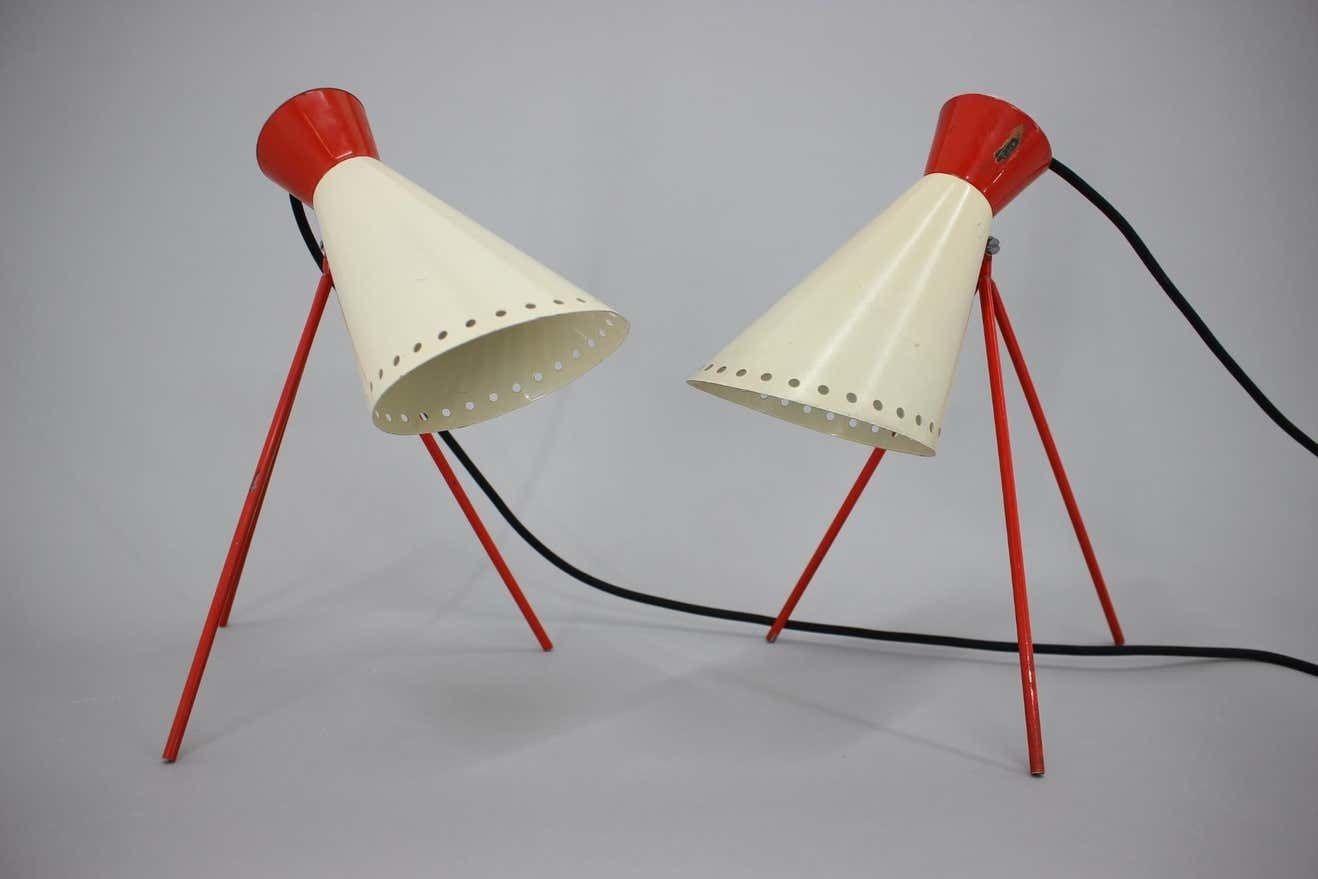 Pair Of Mid Century Table Lamps Napako, 1960s photo vintage