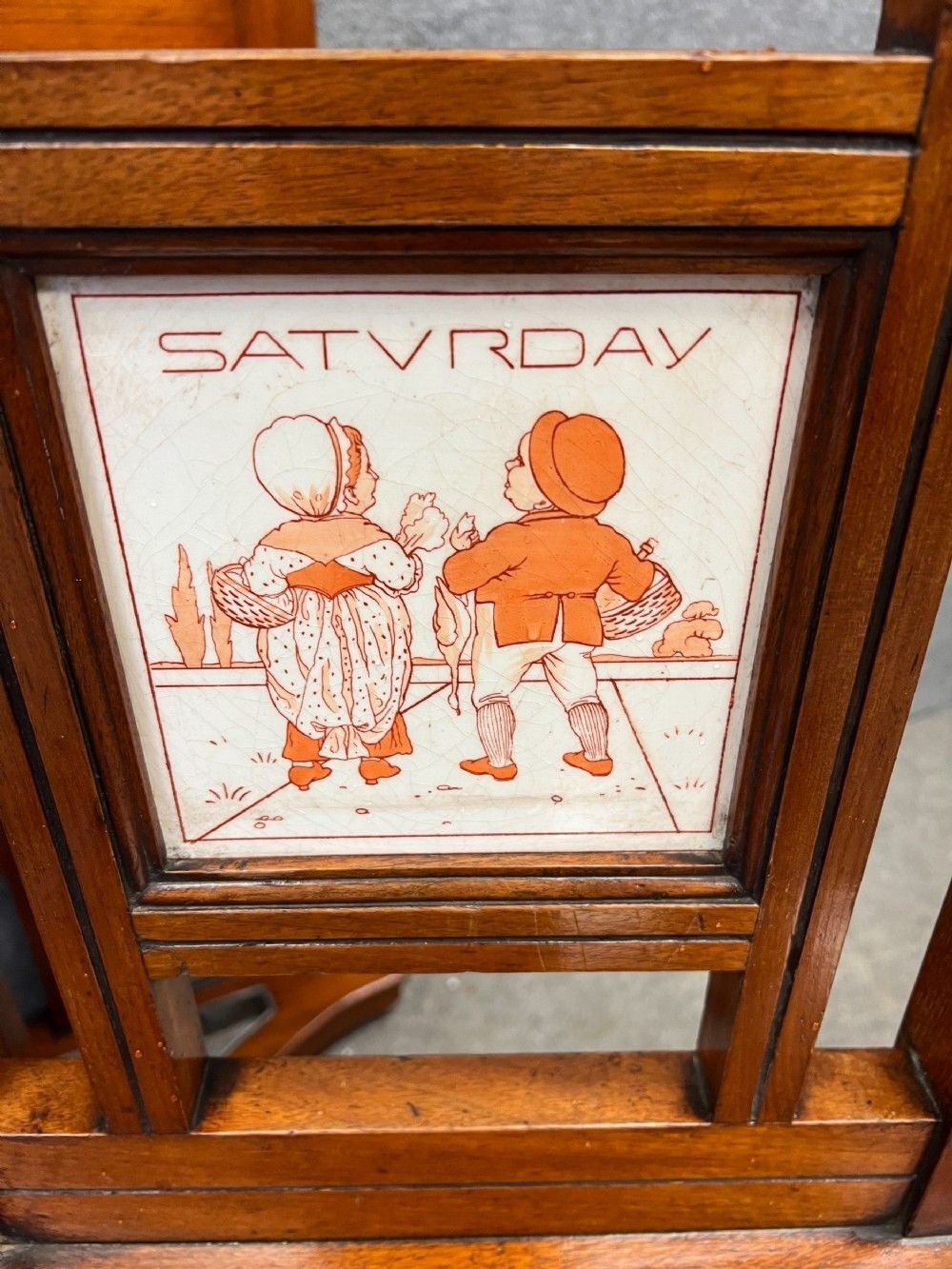 Rare Ellen E. Houghton Of Minton Tiled Hall Stand And Hall Chairs "Days Of The Week" photo buy