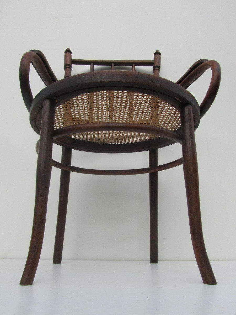 photo vinterior Austrian Bentwood & Cane Armchair From Josef Hofmann, 1900s