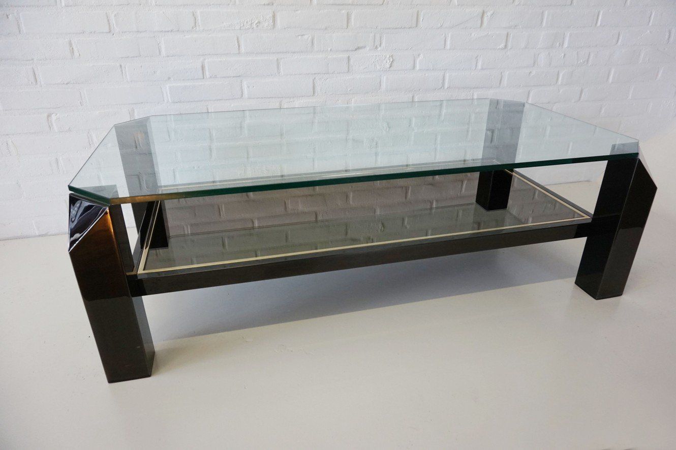 Black & Gold Plated Sculptural Coffee Table From Belgo Chrom & Dewulf Selection, 1970s photo furniture