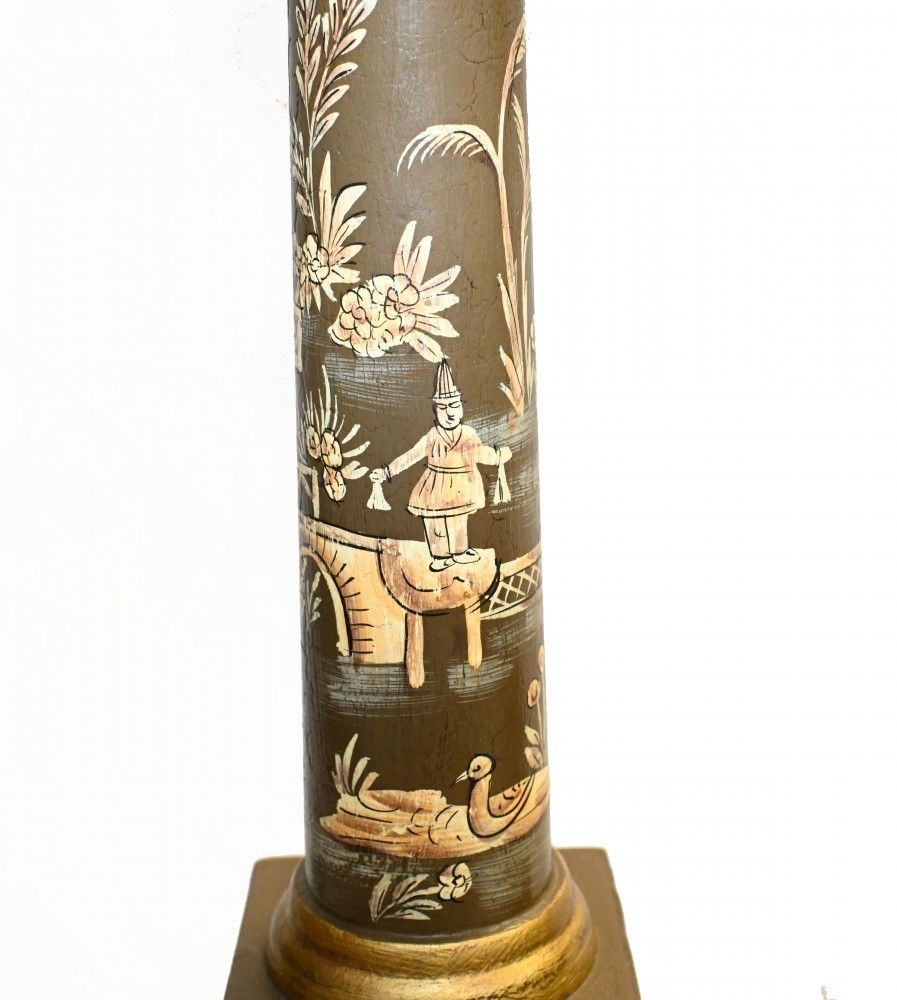 Pair Chinoiserie Lights Column Lamps Lacquer photo furniture