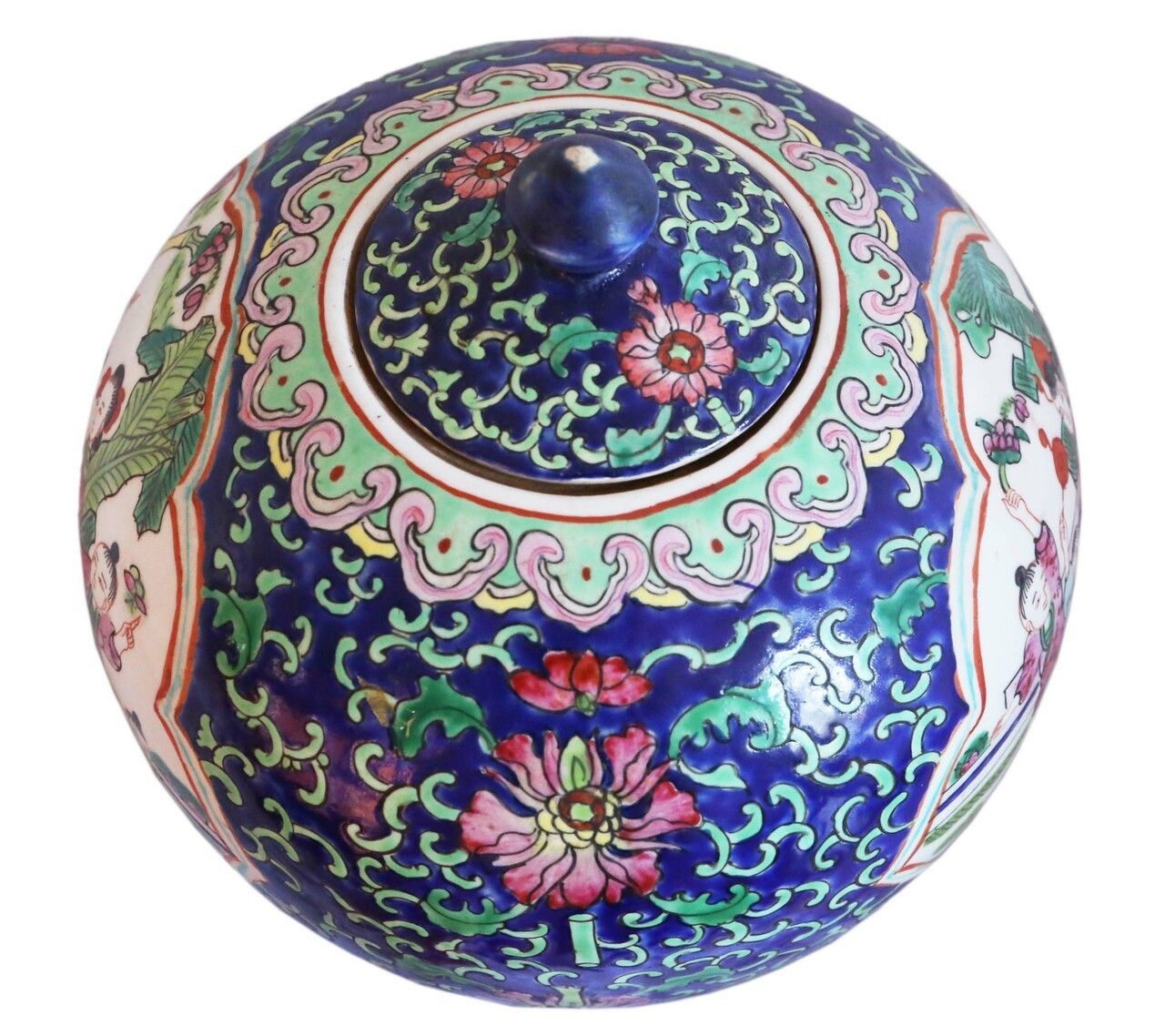 Oriental Chinese 19th Century Tongzhi Ginger Temple Jar Famille Rose photo 995.0