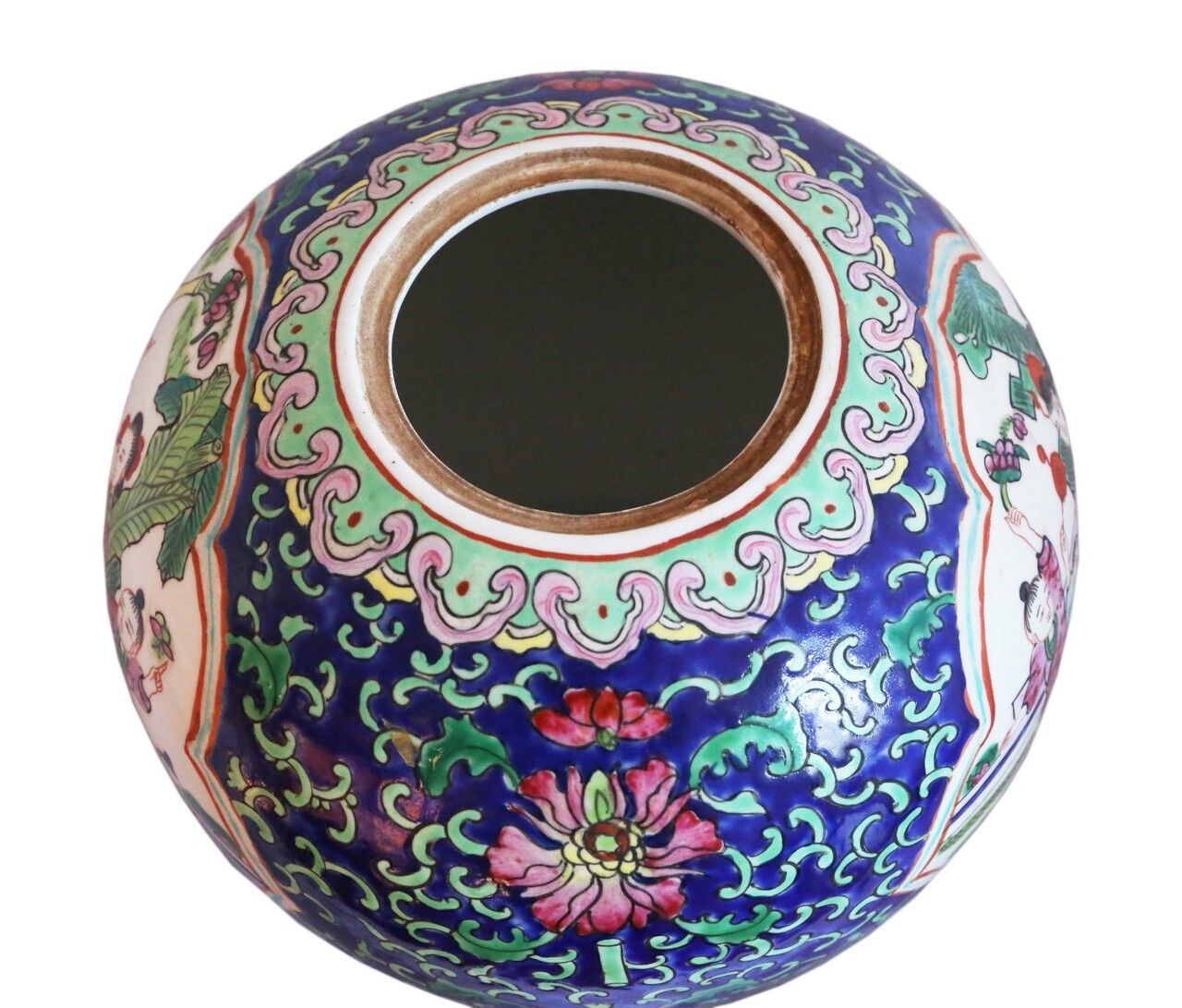 Oriental Chinese 19th Century Tongzhi Ginger Temple Jar Famille Rose photo vinterior