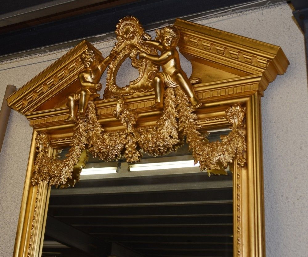 Gilt Pier Mirror   English Palladian Cherubs Neo Classical photo vinterior