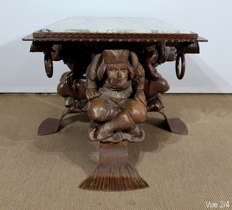photo vintage Iron And Marble Coffee Table Jm Rothschild – 1950