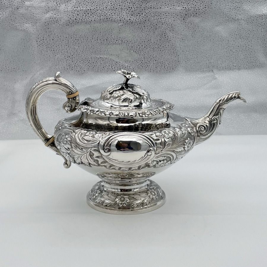 William IV Sterling Silver Three Piece Tea Set London 1834 John Wakefield photo Home Decor