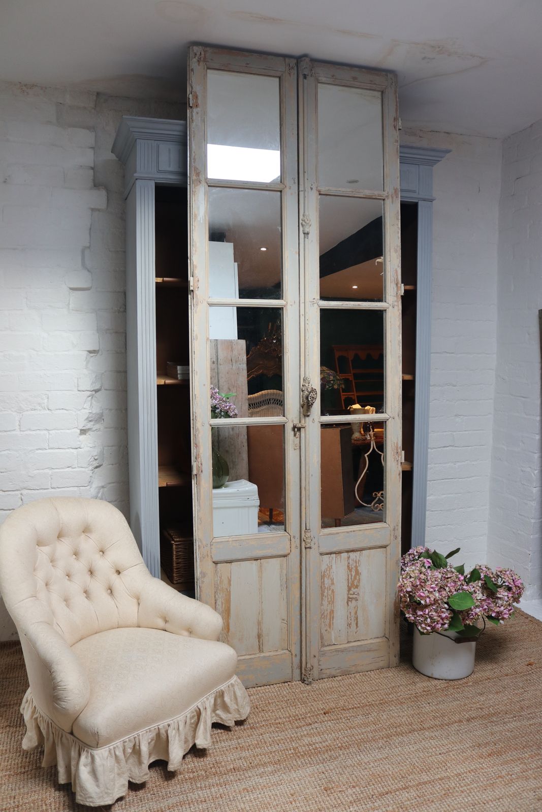 Antique French Huge 250cm High Stately Home Window Frame Floor Mirror photo 2000.0