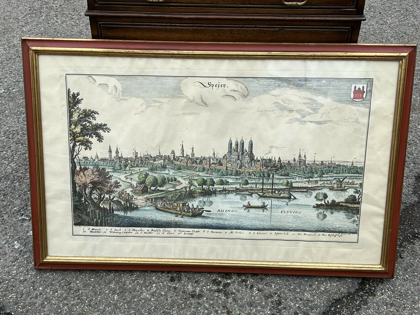 Antique Coloured Engraving By Conrad Buno Delineaut Of German Towns photo furniture