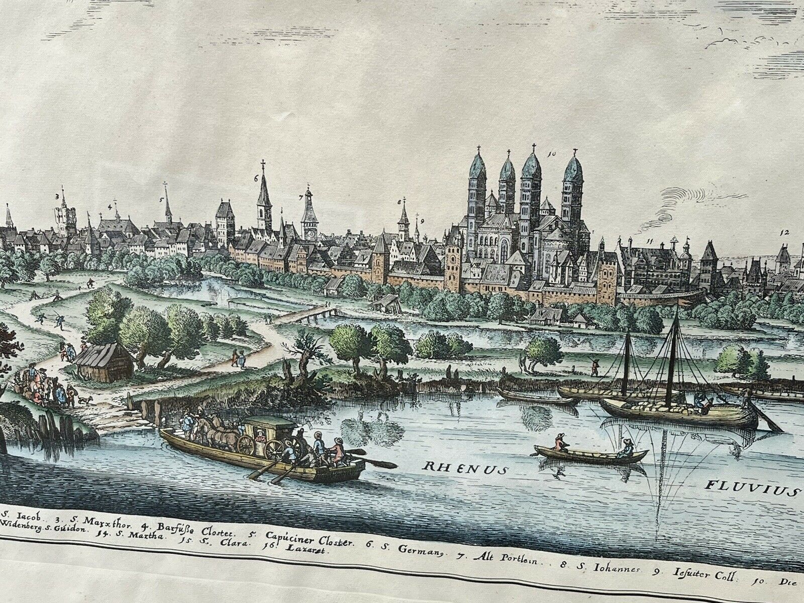 Antique Coloured Engraving By Conrad Buno Delineaut Of German Towns photo Art