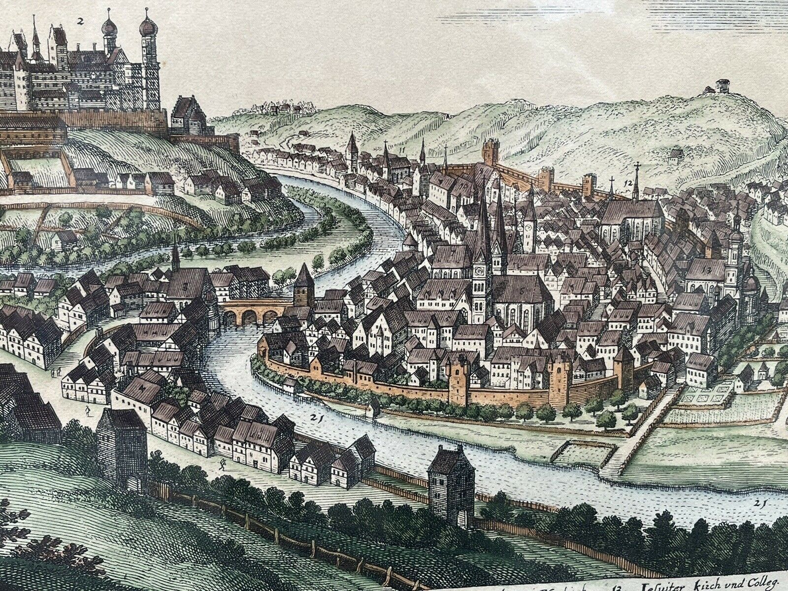 Antique Coloured Engraving By Conrad Buno Delineaut Of German Towns photo 185.0