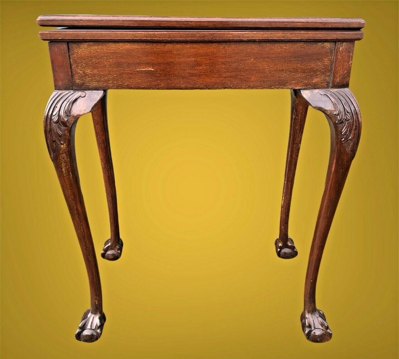 Handsome Vintage Carved Mahogany Card Or Hall Table photo furniture
