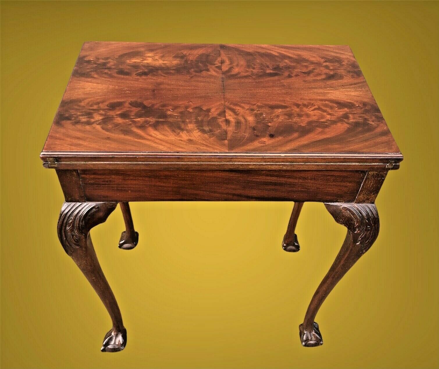 Handsome Vintage Carved Mahogany Card Or Hall Table photo vintage