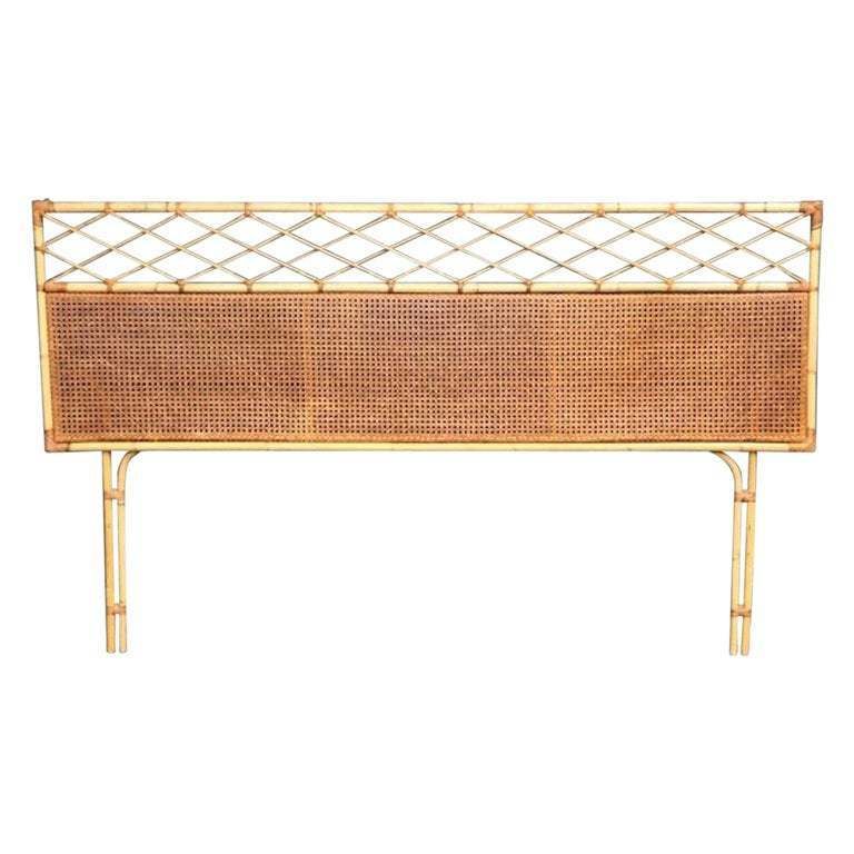 Mid Century Rattan / Cane Super King Headboard (6’ft), Italian, 1970s