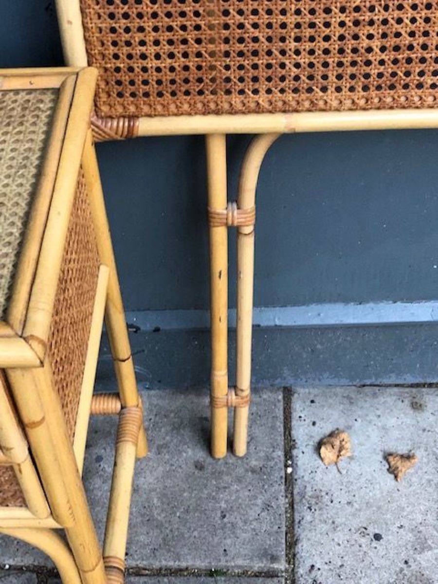 photo furniture Mid Century Rattan / Cane Super King Headboard (6’ft), Italian, 1970s