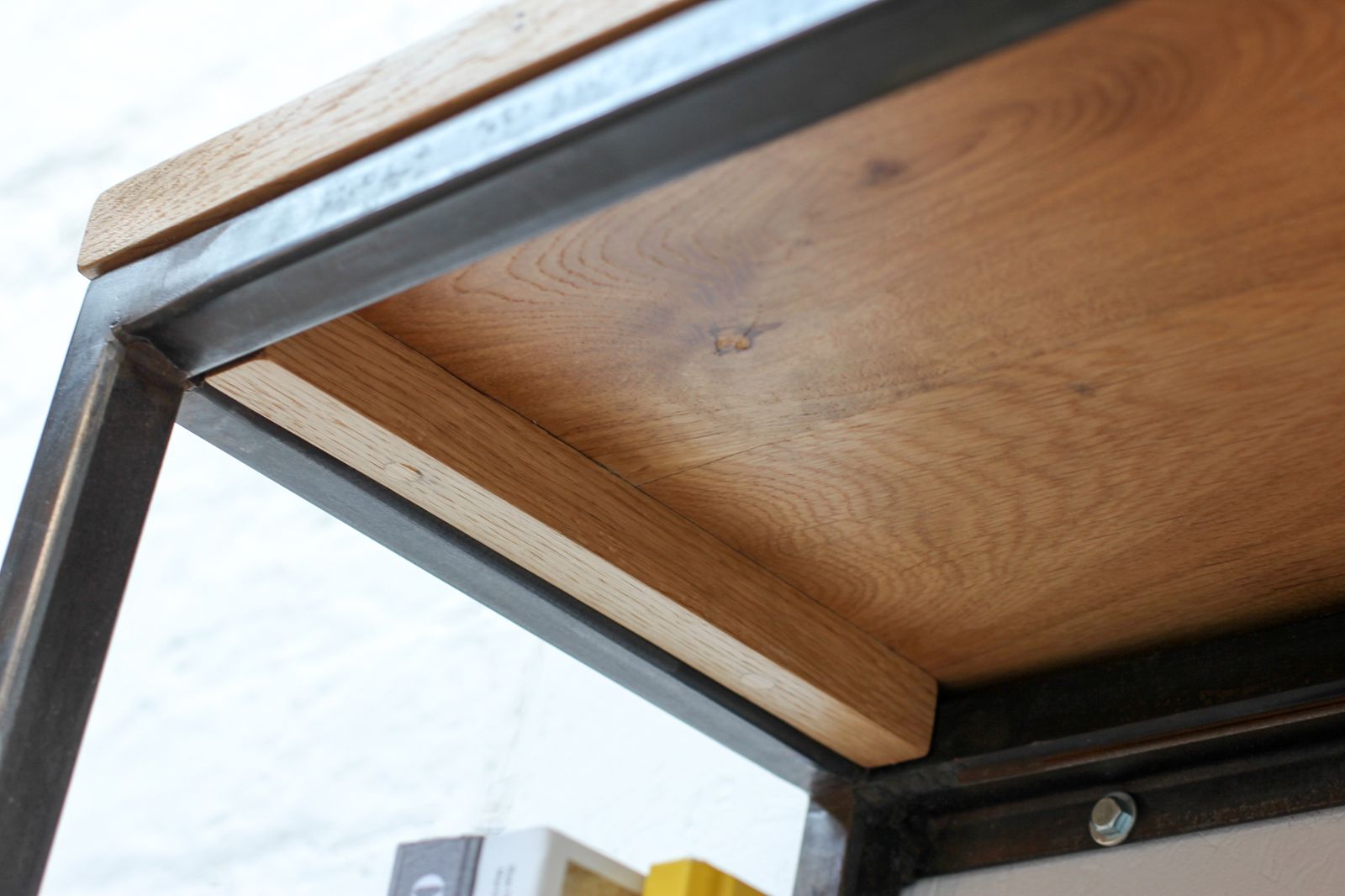 Orla Welded Dark Steel Box Section And Premium Oak Shelves photo Furniture