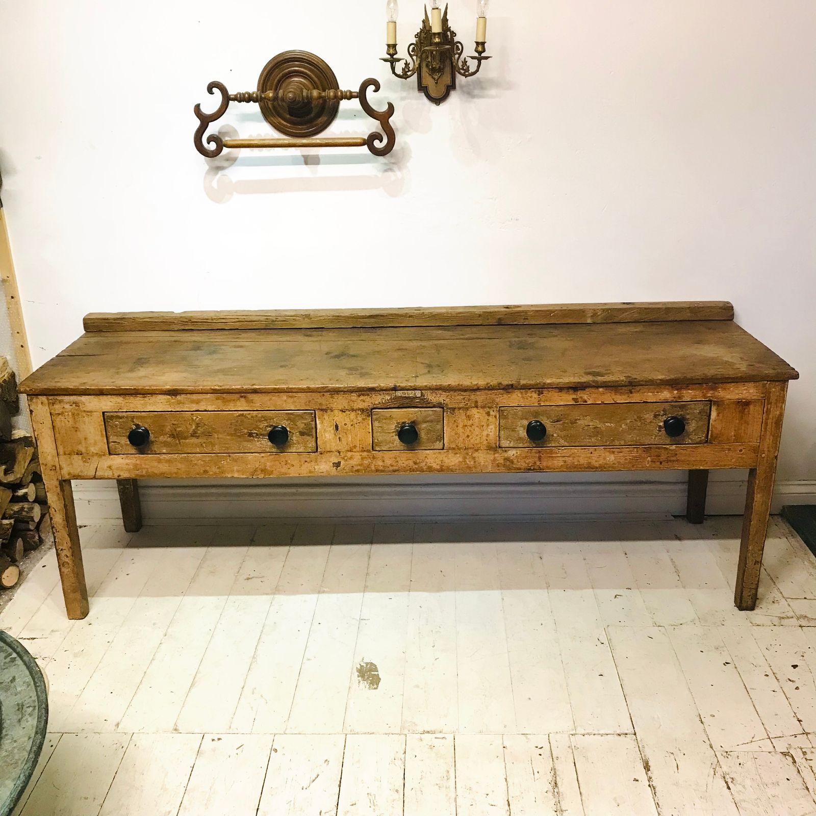 Substantial English Georgian Country House Pine Serving Table photo furniture
