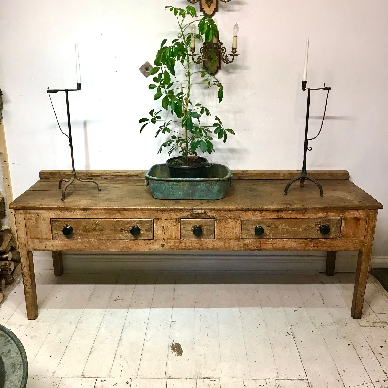 Substantial English Georgian Country House Pine Serving Table photo 2795.0