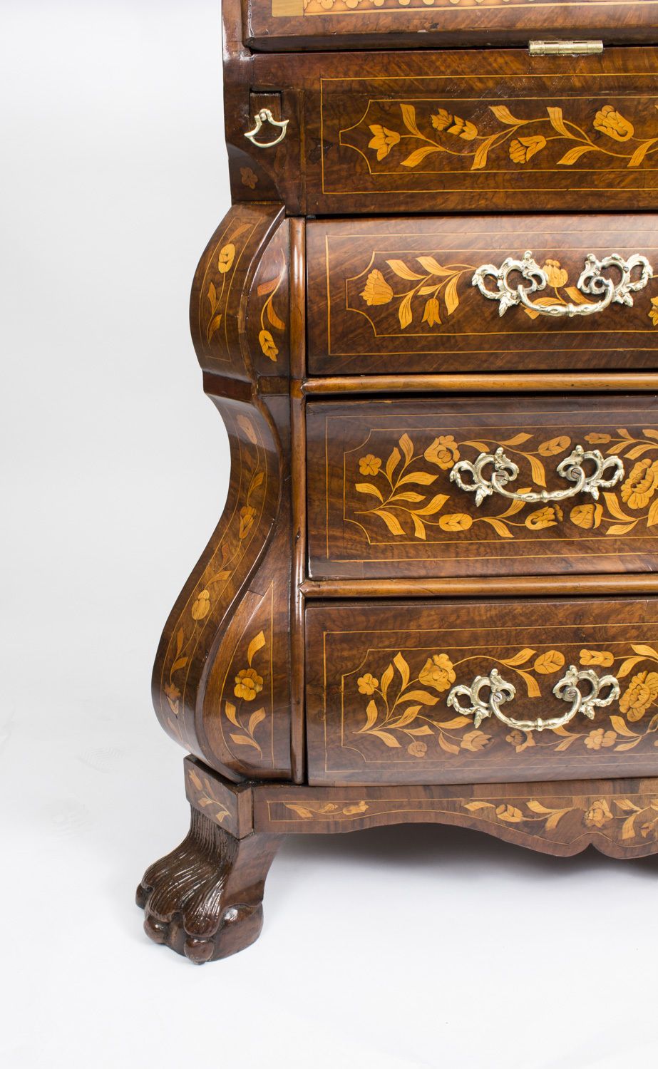 Furniture Antique Dutch Burr Walnut Floral Marquetry Bureau C.1780 photo