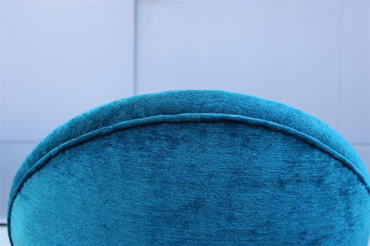 2860.0 Pair Mid Century Oval Egg Chairs Blu Velvet Ico Parisi Style Italian Design 1950 photo