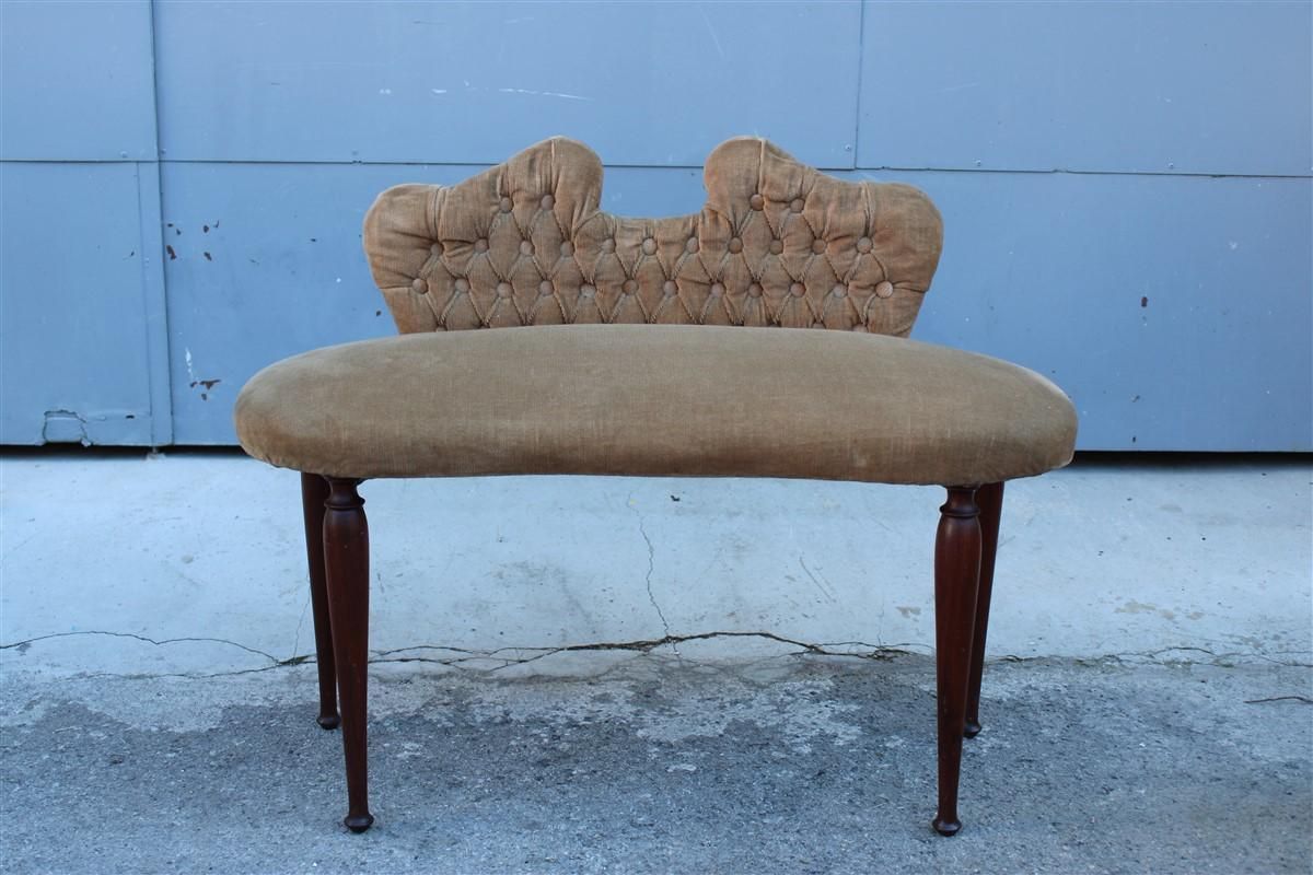 Small 1950s Mid Century Italian Stool In Brown Velvet And Cesare Lacca Design Ma photo furniture