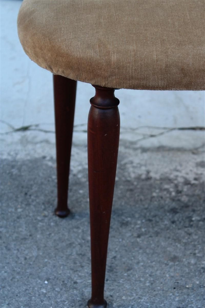 photo for sale Small 1950s Mid Century Italian Stool In Brown Velvet And Cesare Lacca Design Ma
