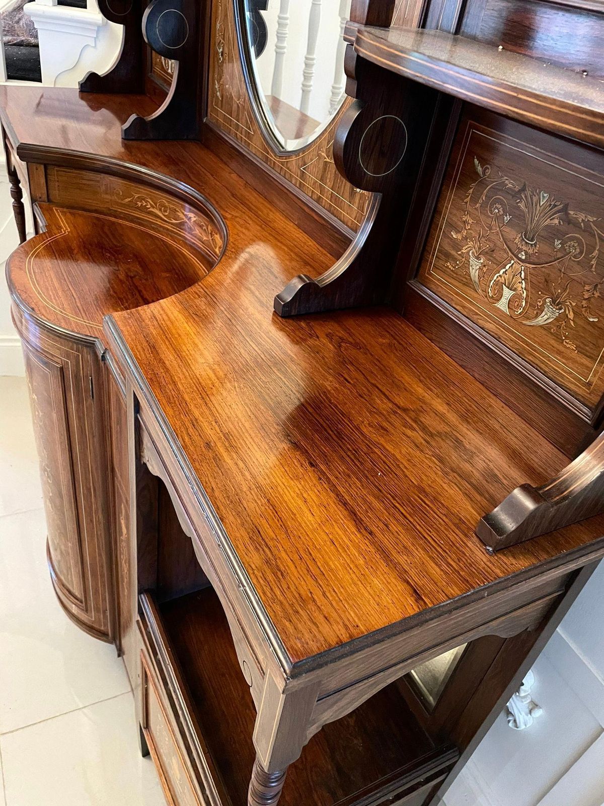 Outstanding Quality Antique Victorian Rosewood Inlaid Side Cabinet photo vinterior