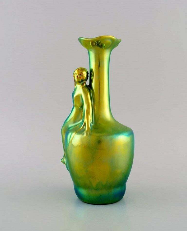 Zsolnay Art Nouveau Vase In Glazed Ceramics Modelled With A Sitting Woman photo furniture