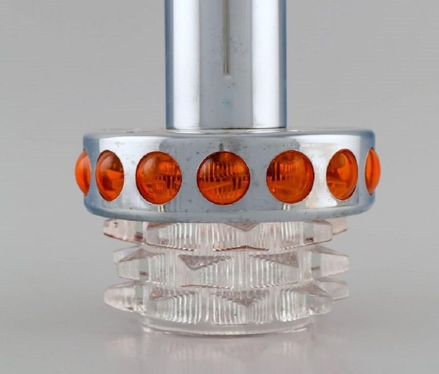Raak  Holland  Three Ceiling Pendants In Chromed Metal And Art Glass  1970s photo Lighting
