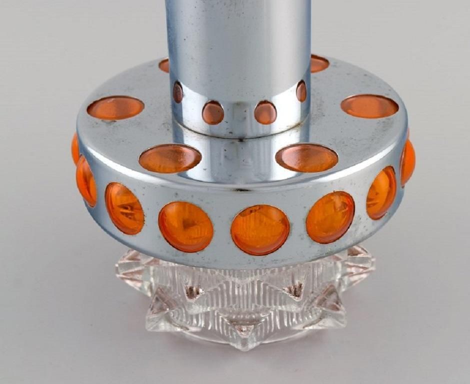 Raak  Holland  Three Ceiling Pendants In Chromed Metal And Art Glass  1970s photo vinterior